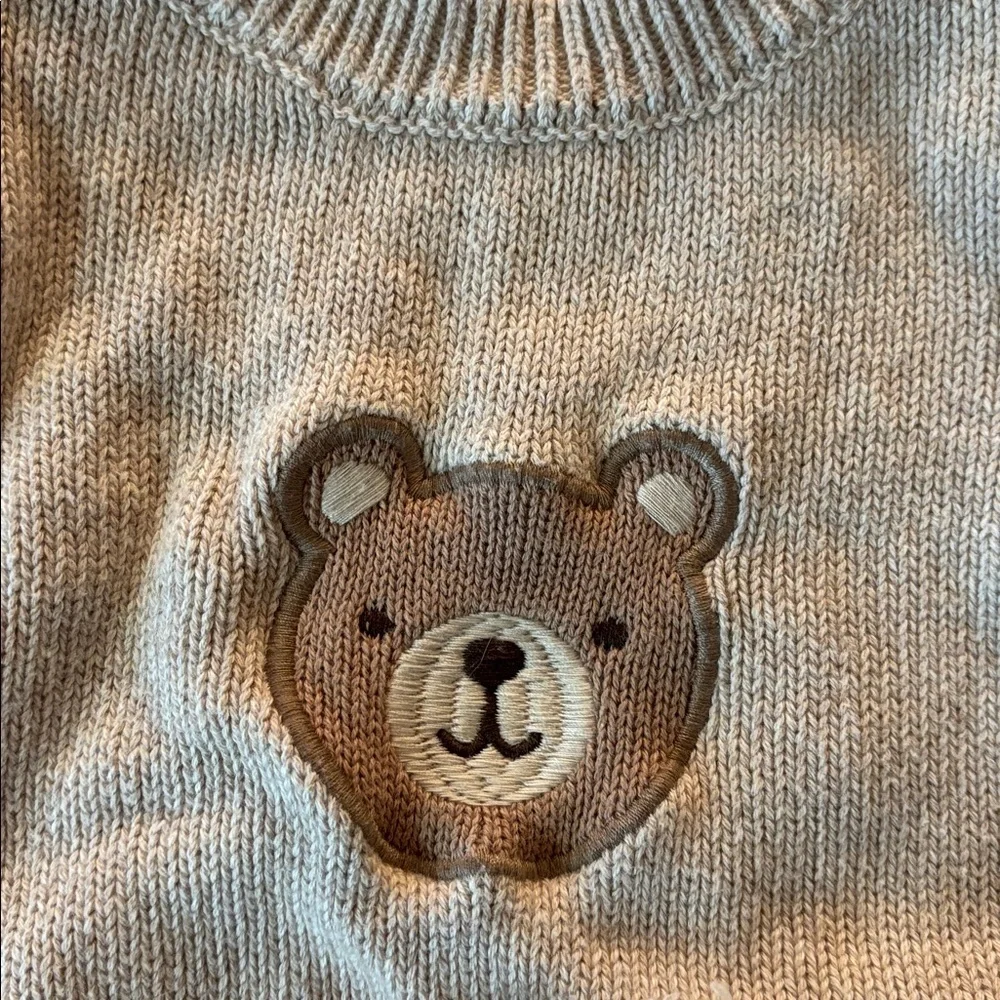 Cozy Beige Bear Knit Diaper Cover Set